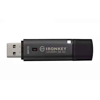USB-Flash-Laufwerk KINGSTON IronKey Locker Plus 50 G2 64 GB, USB Typ-A, USB 3.2 Gen 1, AES-256, FIPS 197