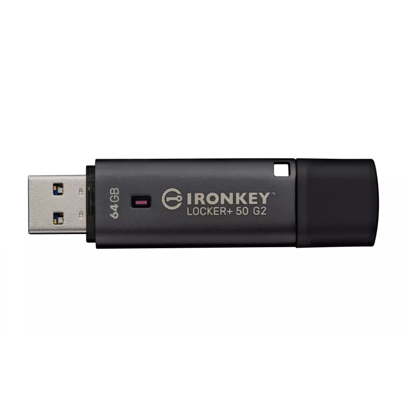 USB-Flash-Laufwerk KINGSTON IronKey Locker Plus 50 G2 64 GB, USB Typ-A, USB 3.2 Gen 1, AES-256, FIPS 197