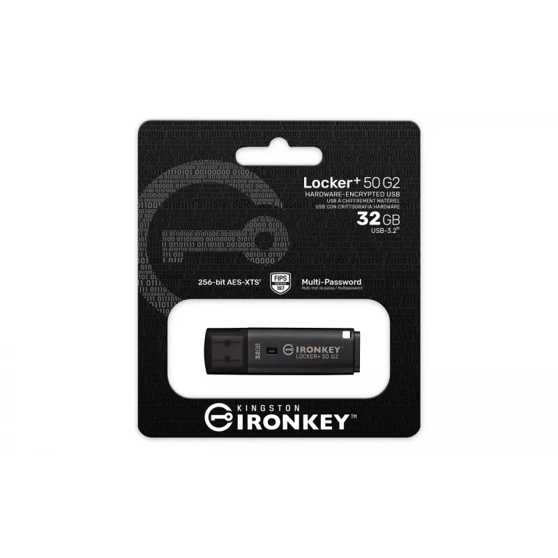 USB-Flash-Laufwerk KINGSTON IronKey Locker Plus 50 G2 32 GB, USB 3.2 Gen 1 Type-A, AES-256, FIPS 197