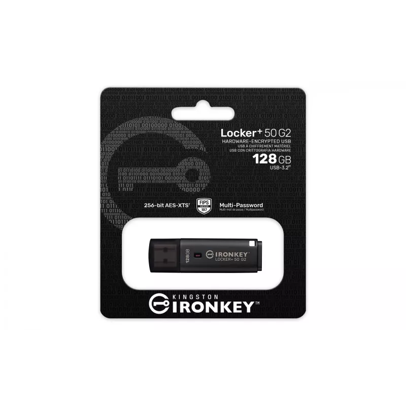 USB-Flash-Laufwerk KINGSTON IronKey Locker Plus 50 G2 128GB, USB Typ-A, USB 3.2 Gen 1, AES-256, FIPS 197