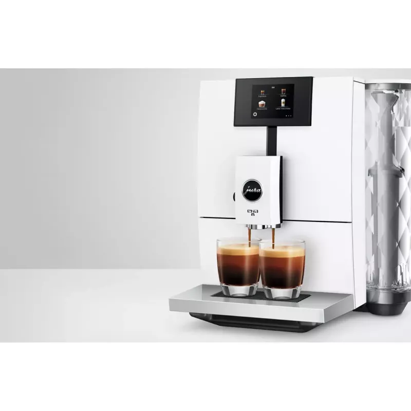 Espressomaschine JURA ENA 8 (EC) — vollautomatisch, 1,1 l Wassertank, 125 g Bohnenbehälter, 15 Programme, 15 bar, Thermoblock, Wi‑Fi, weiß
