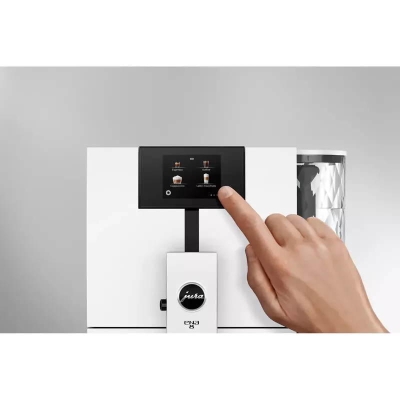 Espressomaschine JURA ENA 8 (EC) — vollautomatisch, 1,1 l Wassertank, 125 g Bohnenbehälter, 15 Programme, 15 bar, Thermoblock, Wi‑Fi, weiß