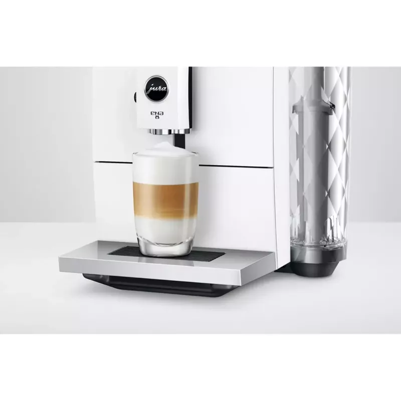 Espressomaschine JURA ENA 8 (EC) — vollautomatisch, 1,1 l Wassertank, 125 g Bohnenbehälter, 15 Programme, 15 bar, Thermoblock, Wi‑Fi, weiß