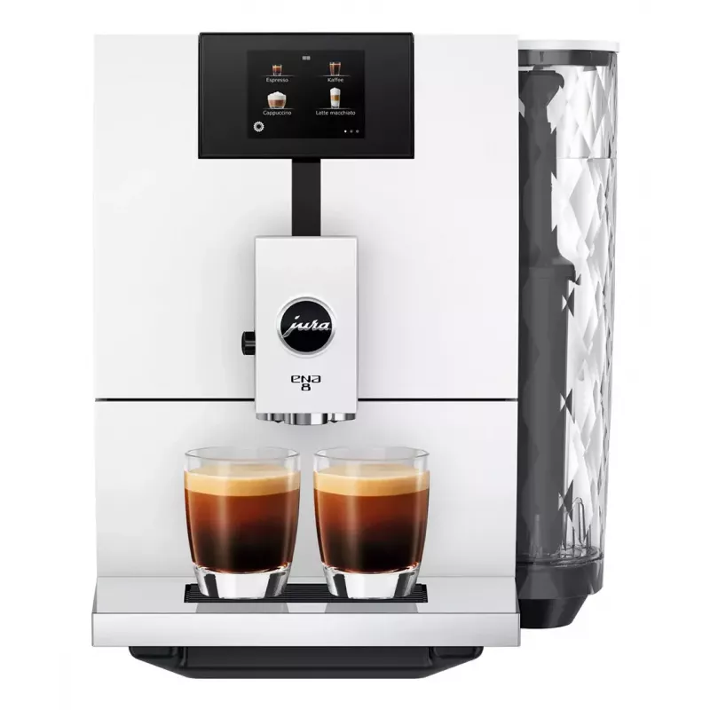 Espressomaschine JURA ENA 8 (EC) — vollautomatisch, 1,1 l Wassertank, 125 g Bohnenbehälter, 15 Programme, 15 bar, Thermoblock, Wi‑Fi, weiß