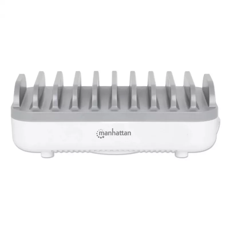 Manhattan 10-Port USB-C-Ladestation, USB-C Ausgang: 10x 20 W, max. 200 W, Netzstrom AC (inkl. US/EU/UK-Adapter)