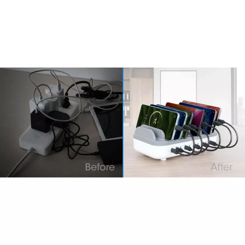 Manhattan 10-Port USB-C-Ladestation, USB-C Ausgang: 10x 20 W, max. 200 W, Netzstrom AC (inkl. US/EU/UK-Adapter)