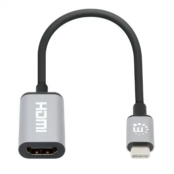 Manhattan USB-C-auf-HDMI-Kabel, 4K@60Hz, 5 Gbit/s (USB 3.2 Gen1 alias USB 3.0), 15 cm, Schwarz, Stecker auf Buchse, Drei Jahre Garantie