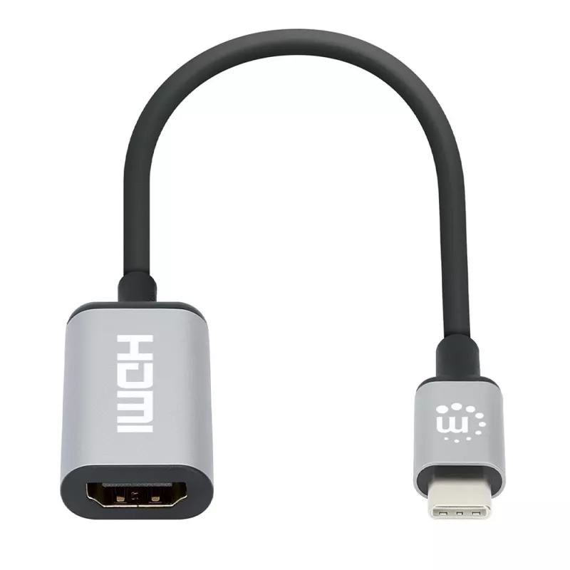 Manhattan USB-C-auf-HDMI-Kabel, 4K@60Hz, 5 Gbit/s (USB 3.2 Gen1 alias USB 3.0), 15 cm, Schwarz, Stecker auf Buchse, Drei Jahre Garantie