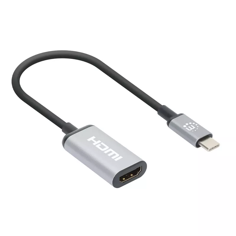 Manhattan USB-C-auf-HDMI-Kabel, 4K@60Hz, 5 Gbit/s (USB 3.2 Gen1 alias USB 3.0), 15 cm, Schwarz, Stecker auf Buchse, Drei Jahre Garantie