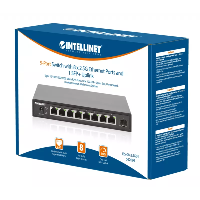 Intellinet 9-Port-Switch 8 x 2,5G Ethernet-Ports und 1 SFP+ Uplink