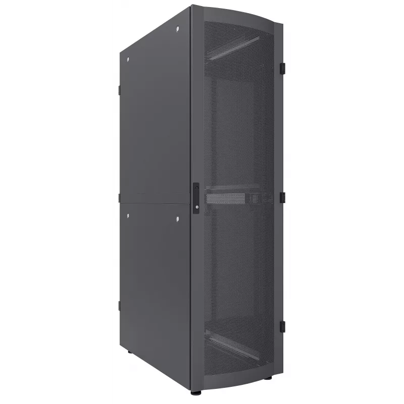 Intellinet 19 Zoll Serverschrank – freistehend, 42HE, 800 x 1200 mm (Breite x Tiefe), Schwarz, montiert, max. 1500 kg, Mehrpunkt-Türschloss, ein Schloss pro Seitenverkleidung, nutzbare Tiefe 123–973 mm, IP20, Rack, Stahl