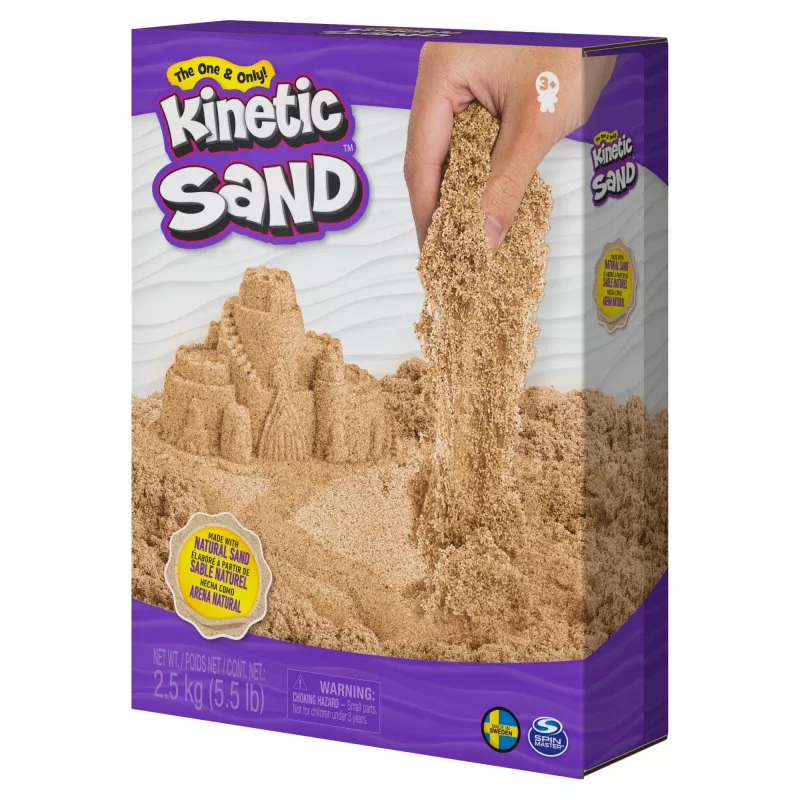 Kinetic Sand, 5,5 lbs (2,5 kg) Naturbrauner Spielsand für Kunst und Handwerk, Sandkasten, Amazon Exclusive (Verpackung kann variieren), Formbare sensorische Spielzeuge, Ab 3 Jahren