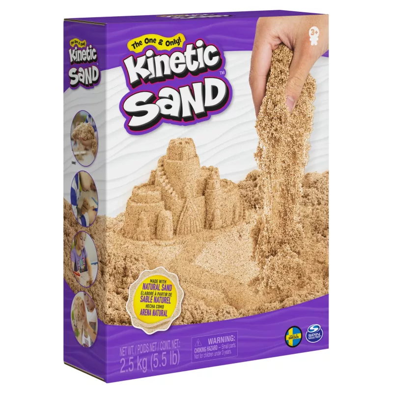 Kinetic Sand, 5,5 lbs (2,5 kg) Naturbrauner Spielsand für Kunst und Handwerk, Sandkasten, Amazon Exclusive (Verpackung kann variieren), Formbare sensorische Spielzeuge, Ab 3 Jahren