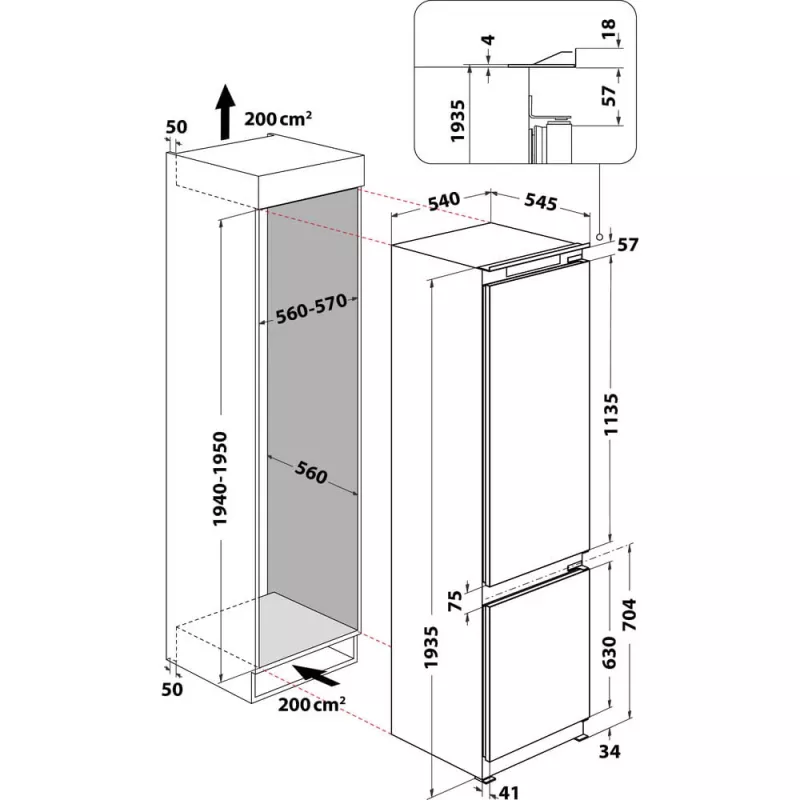 Whirlpool WHC20D023B1 SF Einbau-Kühlschrank 300 L Weiß