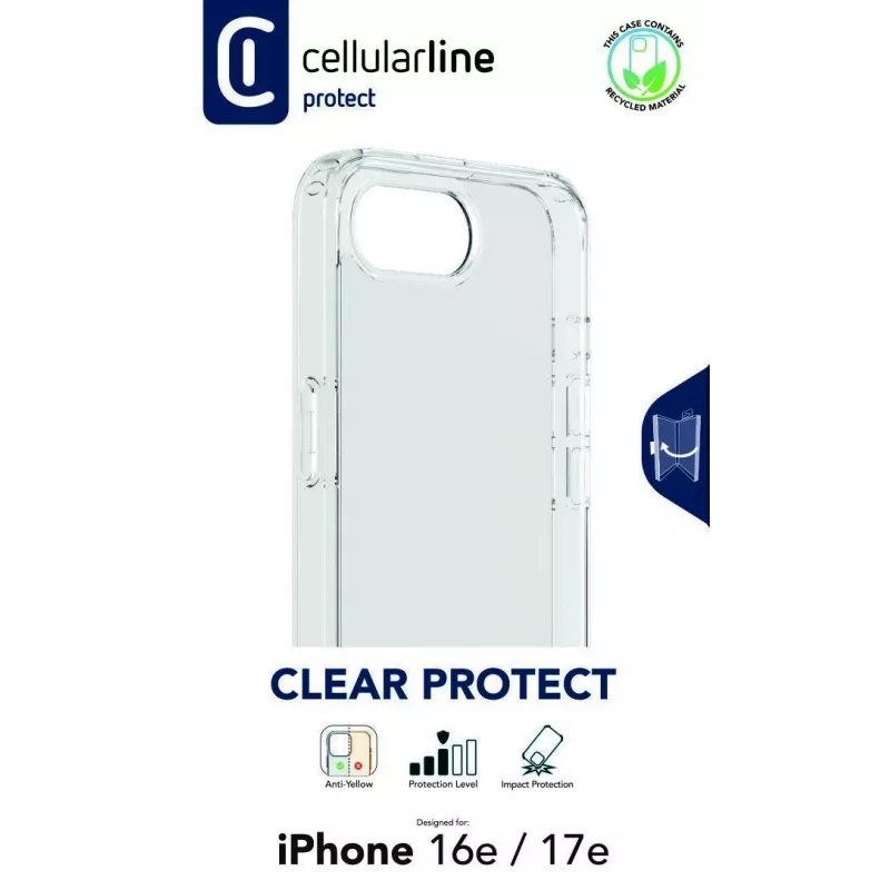 Cellularline Clear Protect - iPhone 16e/17e Hartschale mit Gummirändern
