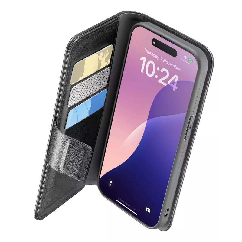 Cellularline Book Agenda - iPhone 16e/17e Lederimitat-Book-Case mit Magnetverschluss
