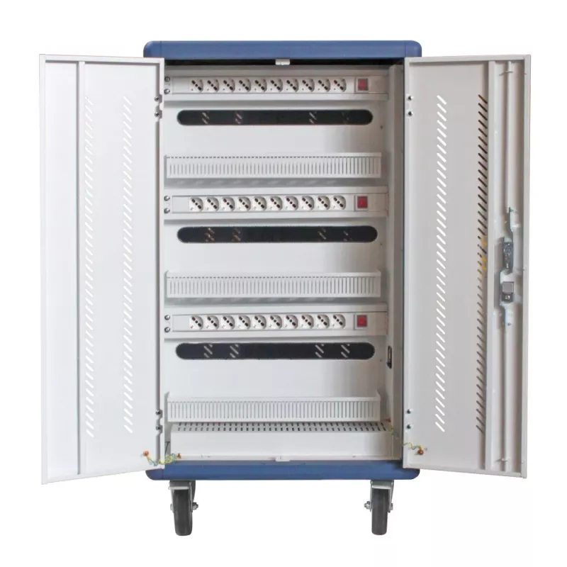 Techly I-CABINET-30DUTY tragbarer Geräte-Management-Wagen/Schrank Weiß, Blau