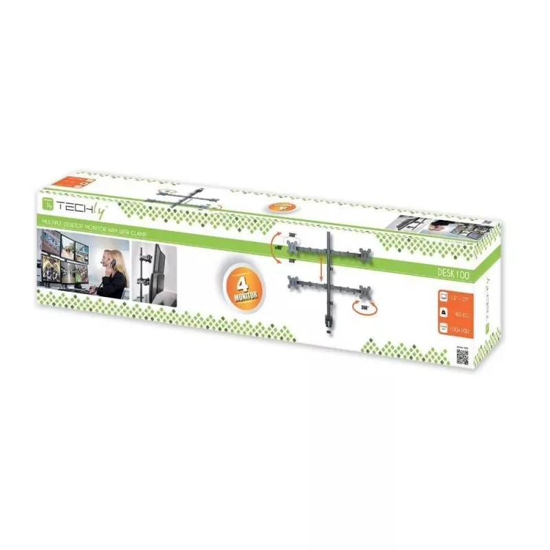 Techly ICA-LCD 382-Q Monitorhalterung / Ständer 68,6 cm (27 Zoll) Schreibtisch Schwarz
