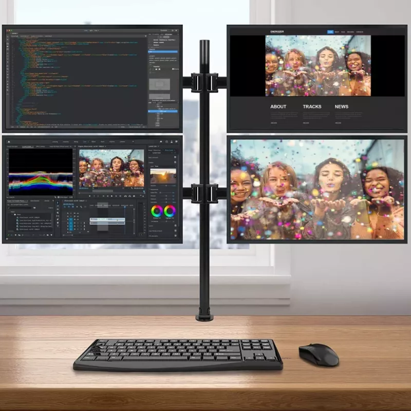 Techly ICA-LCD 382-Q Monitorhalterung / Ständer 68,6 cm (27 Zoll) Schreibtisch Schwarz