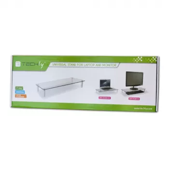 Techly Universal Tabletop Monitor Riser, freistehend, 20 kg, 33 cm (13 Zoll), 81,3 cm (32 Zoll), transparent