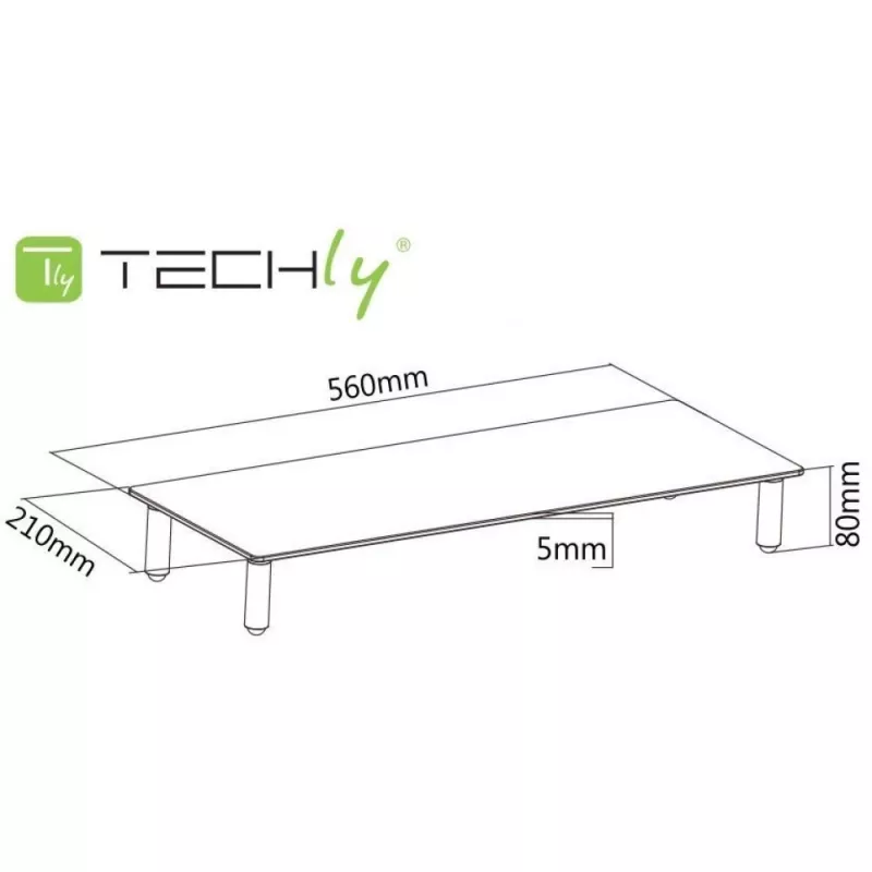 Techly Universal Tabletop Monitor Riser, freistehend, 20 kg, 33 cm (13 Zoll), 81,3 cm (32 Zoll), transparent