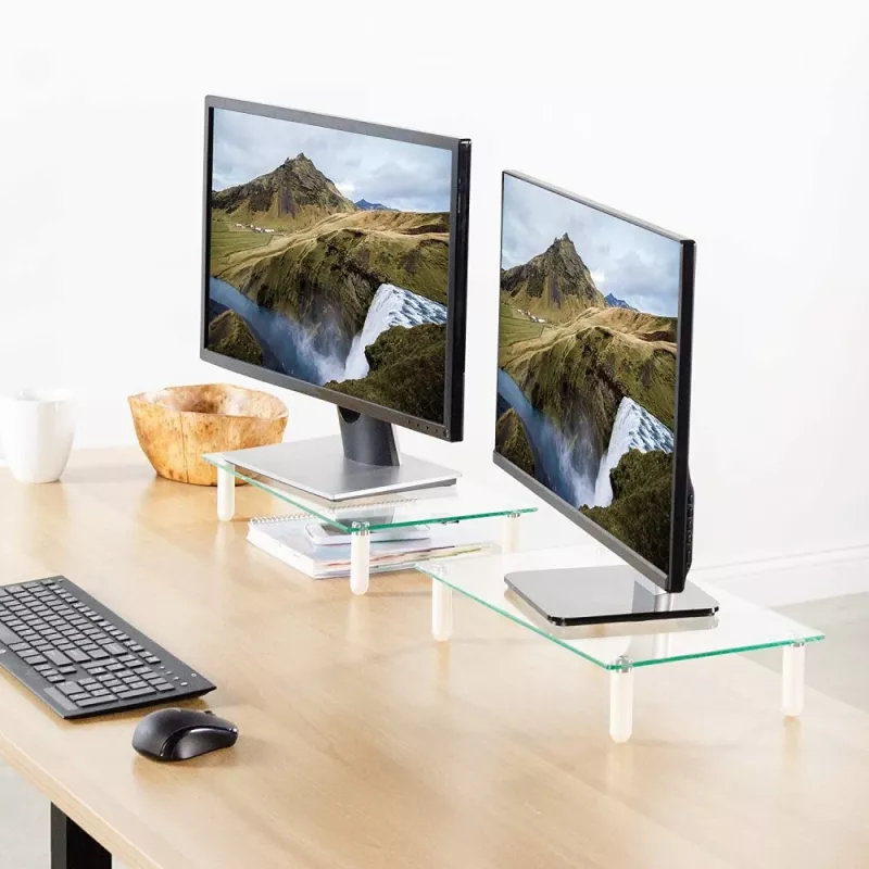 Techly Universal Tabletop Monitor Riser, freistehend, 20 kg, 33 cm (13 Zoll), 81,3 cm (32 Zoll), transparent