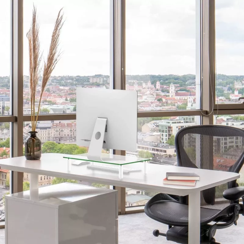 Techly Universal Tabletop Monitor Riser, freistehend, 20 kg, 33 cm (13 Zoll), 81,3 cm (32 Zoll), transparent