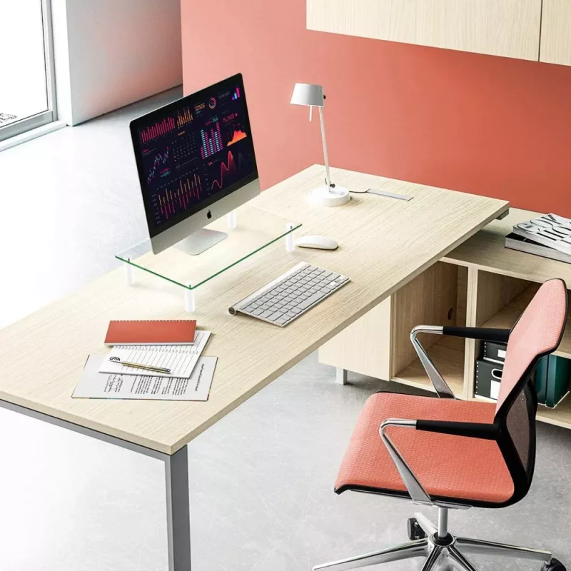 Techly Universal Tabletop Monitor Riser, freistehend, 20 kg, 33 cm (13 Zoll), 81,3 cm (32 Zoll), transparent