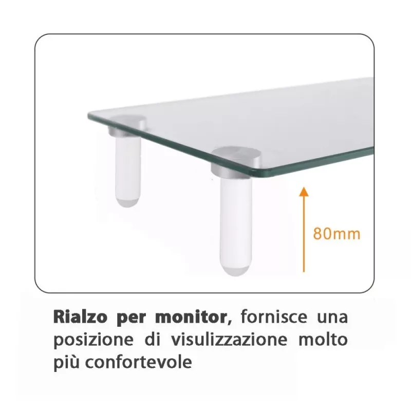 Techly Universal Tabletop Monitor Riser, freistehend, 20 kg, 33 cm (13 Zoll), 81,3 cm (32 Zoll), transparent