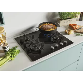 Candy CDK6GF4WEKB Schwarz Einbau 59,5 cm Gas 4 Zone(n)