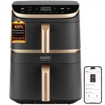 Cosori Turbo Tower Pro Smart Einzel 10,8 L Standgerät 2630 W Heißluftfritteuse Schwarz, Gold