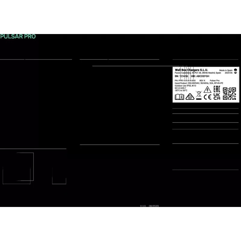 Wallbox Pulsar Pro Elektrofahrzeug-Ladegerät, Typ-2-Steckdose, 22 kW, 4G und WLAN