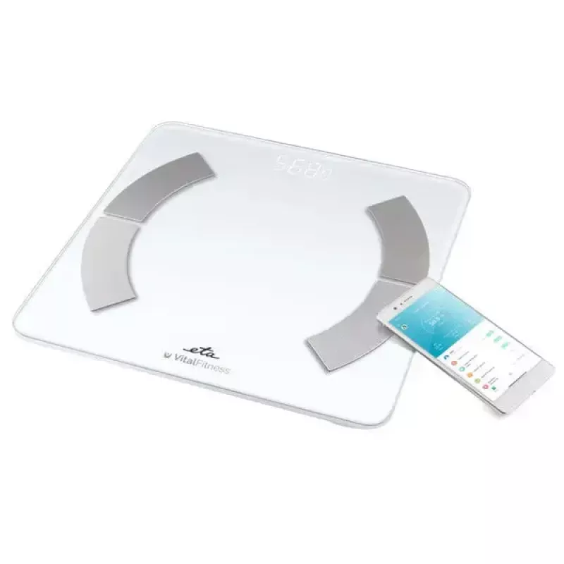 Elektronische Personenwaage ETA ETA277990000 – weiß, quadratisch, 180 kg Kapazität, 100 g Genauigkeit