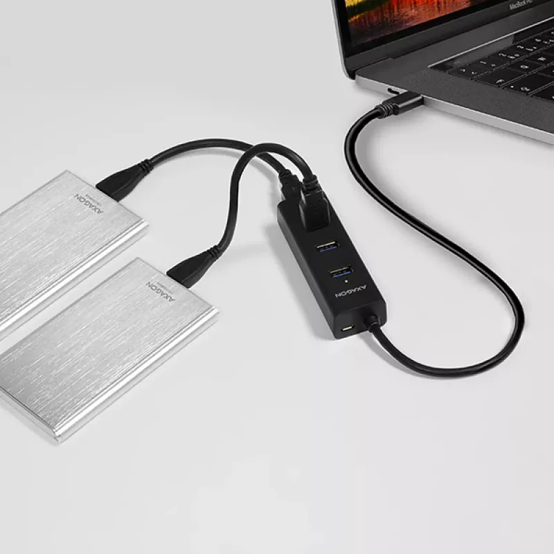 Axagon HUE-S2C Schnittstellen-Hub USB 3.2 Gen 1 (3.1 Gen 1) Type-A 5000 Mbit/s Schwarz