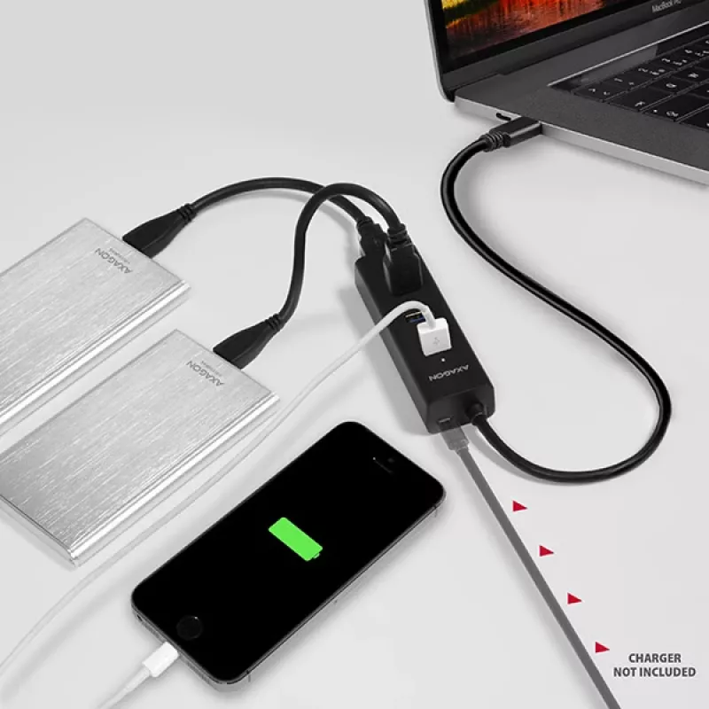 Axagon HUE-S2C Schnittstellen-Hub USB 3.2 Gen 1 (3.1 Gen 1) Type-A 5000 Mbit/s Schwarz