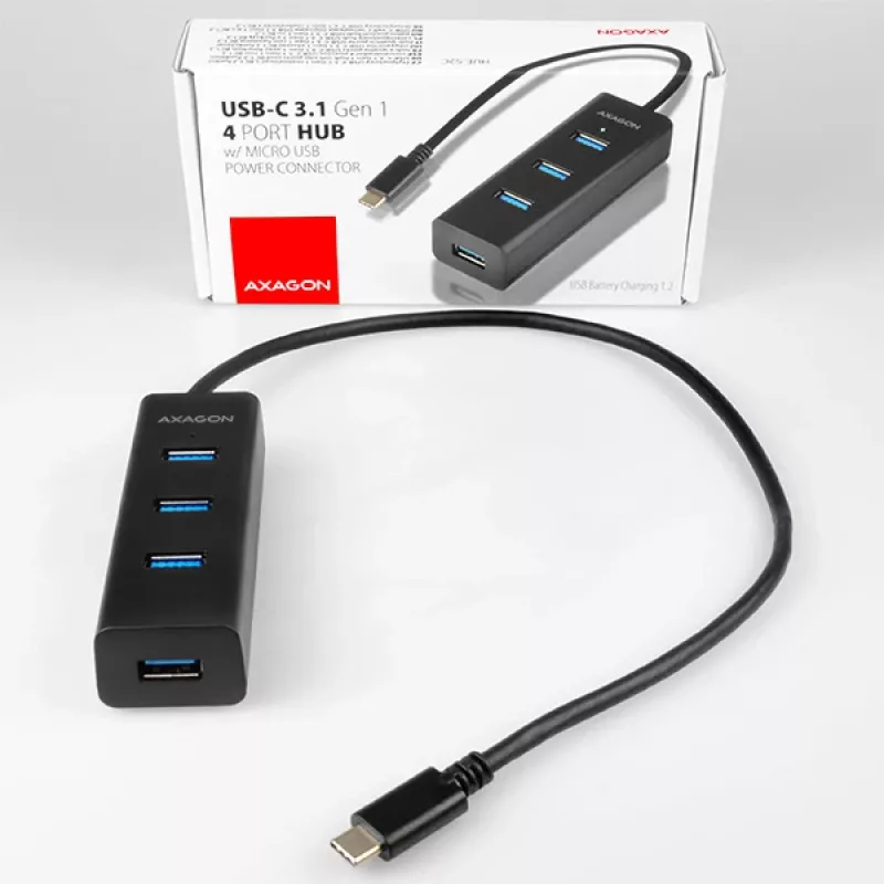 Axagon HUE-S2C Schnittstellen-Hub USB 3.2 Gen 1 (3.1 Gen 1) Type-A 5000 Mbit/s Schwarz