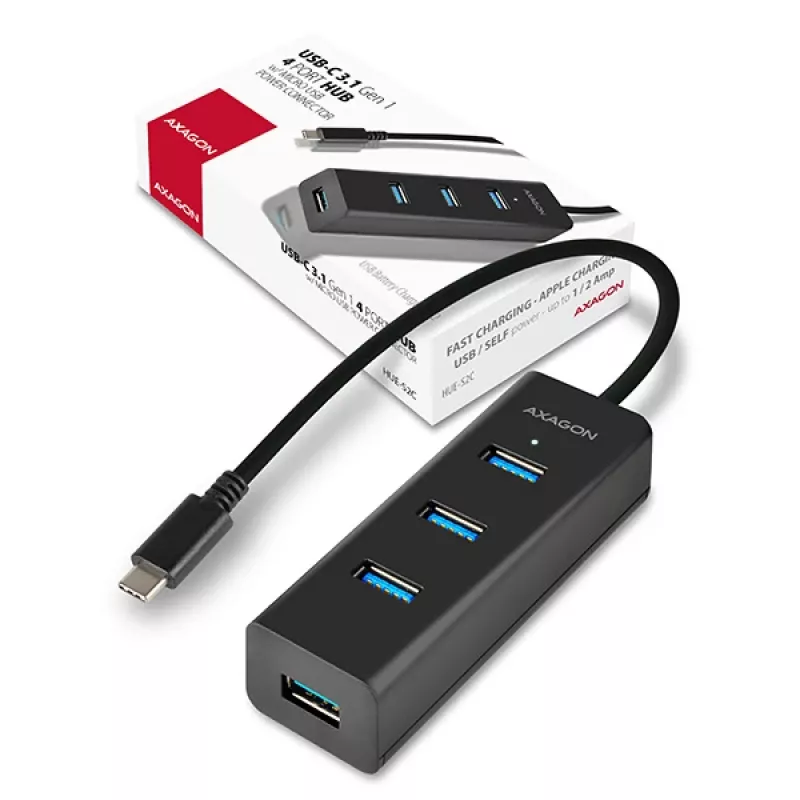 Axagon HUE-S2C Schnittstellen-Hub USB 3.2 Gen 1 (3.1 Gen 1) Type-A 5000 Mbit/s Schwarz