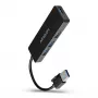 Axagon SuperSpeed USB schlank Hub, USB 3.2 Gen 1 (3.1 Gen 1) Typ-A, USB 3.2 Gen 1 (3.1 Gen 1) Typ-A, 5000 Mbit/s, Schwarz, Kunststoff, 0,14 m