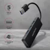 Axagon SuperSpeed USB schlank Hub, USB 3.2 Gen 1 (3.1 Gen 1) Typ-A, USB 3.2 Gen 1 (3.1 Gen 1) Typ-A, 5000 Mbit/s, Schwarz, Kunststoff, 0,14 m
