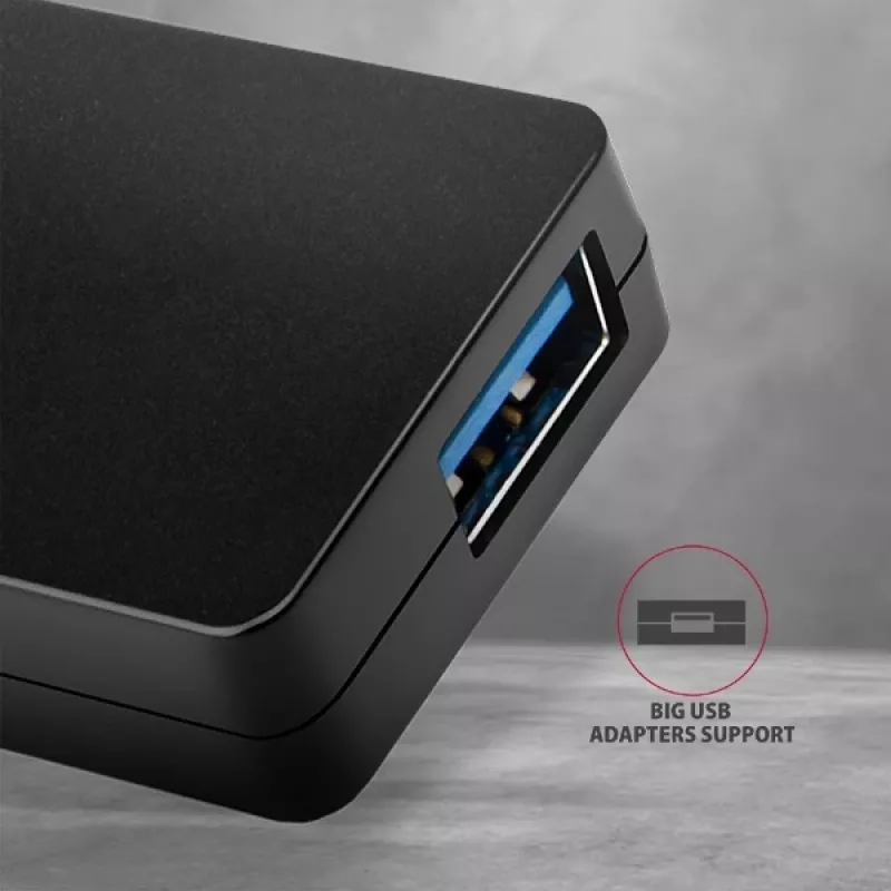 Axagon SuperSpeed USB schlank Hub, USB 3.2 Gen 1 (3.1 Gen 1) Typ-A, USB 3.2 Gen 1 (3.1 Gen 1) Typ-A, 5000 Mbit/s, Schwarz, Kunststoff, 0,14 m