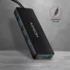 Axagon SuperSpeed USB schlank Hub, USB 3.2 Gen 1 (3.1 Gen 1) Typ-A, USB 3.2 Gen 1 (3.1 Gen 1) Typ-A, 5000 Mbit/s, Schwarz, Kunststoff, 0,14 m