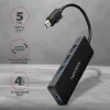 Axagon SuperSpeed USB-C schlank Hub, USB 3.2 Gen 1 (3.1 Gen 1) Typ-C, USB 3.2 Gen 1 (3.1 Gen 1) Typ-A, 5000 Mbit/s, Schwarz, Kunststoff, 0,14 m