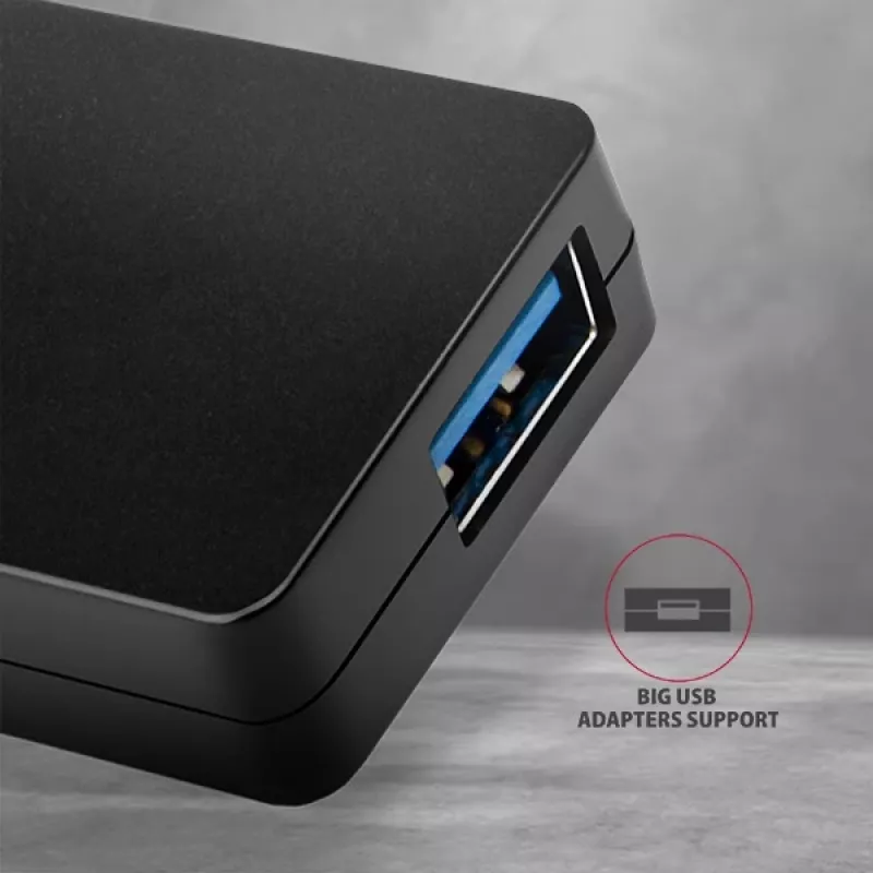 Axagon SuperSpeed USB-C schlank Hub, USB 3.2 Gen 1 (3.1 Gen 1) Typ-C, USB 3.2 Gen 1 (3.1 Gen 1) Typ-A, 5000 Mbit/s, Schwarz, Kunststoff, 0,14 m