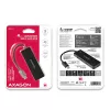 Axagon SuperSpeed USB-C schlank Hub, USB 3.2 Gen 1 (3.1 Gen 1) Typ-C, USB 3.2 Gen 1 (3.1 Gen 1) Typ-A, 5000 Mbit/s, Schwarz, Kunststoff, 0,14 m