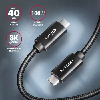Axagon BUCM432-CM10AB USB-Kabel USB4 Gen 3x2 1 m USB C Schwarz