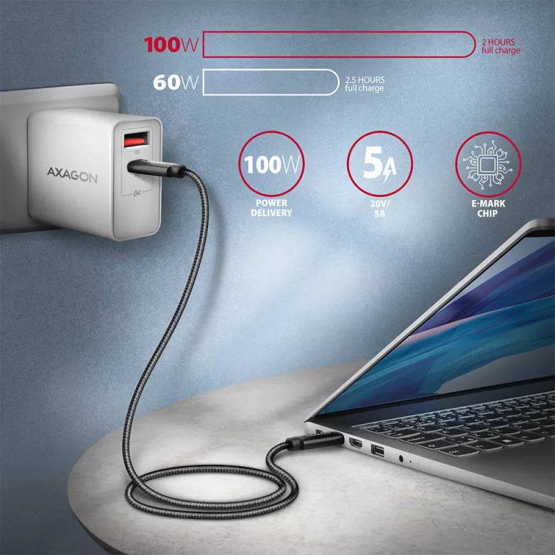 Axagon BUCM432-CM10AB USB-Kabel USB4 Gen 3x2 1 m USB C Schwarz
