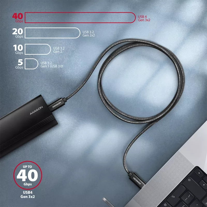 Axagon BUCM432-CM10AB USB-Kabel USB4 Gen 3x2 1 m USB C Schwarz
