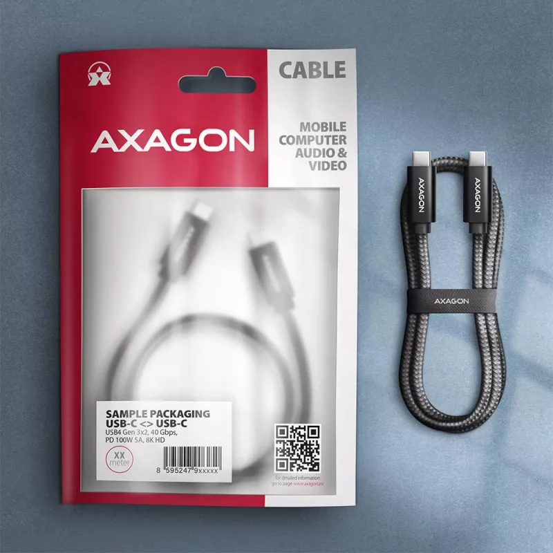 Axagon BUCM432-CM10AB USB-Kabel USB4 Gen 3x2 1 m USB C Schwarz