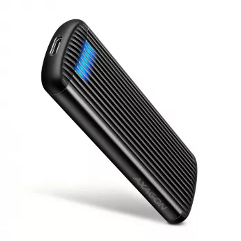 AXAGON EEM2-SC externes USB-C 10 Gbit/s schraubenloses Metallgehäuse für M.2 NVMe SSD, ein Einschub, grau