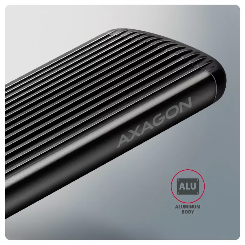 AXAGON EEM2-SC externes USB-C 10 Gbit/s schraubenloses Metallgehäuse für M.2 NVMe SSD, ein Einschub, grau